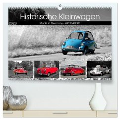 Historische Kleinwagen Made in Germany ART GALERIE (hochwertiger Premium Wandkalender 2026 DIN A2 quer), Kunstdruck in Hochglanz
