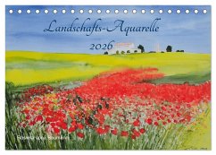 Cover Landschafts-Aquarelle 2026 Roswita Ilona Baumann (Tischkalender 2026 DIN A5 quer), CALVENDO Monatskalender