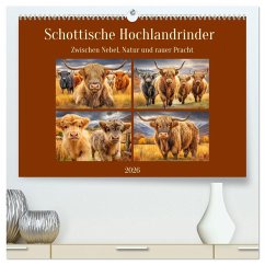 Schottische Hochlandrinder. Zwischen Nebel, Natur und rauer Pracht (hochwertiger Premium Wandkalender 2026 DIN A2 quer), Kunstdruck in Hochglanz Schottische Hochlandrinder. Zwischen Nebel, Natur und rauer Pracht (hochwertiger Premium Wandkalender 2026 DIN A2 quer), Kunstdruck in Hochglanz