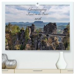 Cover Elbsandsteingebirge - Rund um die Bastei (hochwertiger Premium Wandkalender 2026 DIN A2 quer), Kunstdruck in Hochglanz