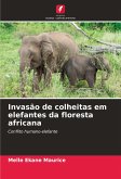 Invasão de colheitas em elefantes da floresta africana Invasão de colheitas em elefantes da floresta africana
