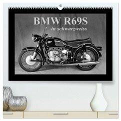 BMW R69S in schwarzweiss (hochwertiger Premium Wandkalender 2026 DIN A2 quer), Kunstdruck in Hochglanz BMW R69S in schwarzweiss (hochwertiger Premium Wandkalender 2026 DIN A2 quer), Kunstdruck in Hochglanz