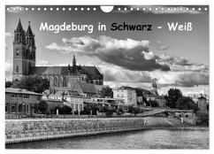 Magdeburg in Schwarz - Weiß (Wandkalender 2026 DIN A4 quer), CALVENDO Monatskalender