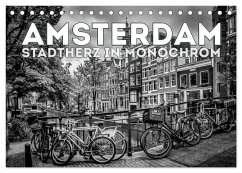 AMSTERDAM Stadtherz in Monochrom (Tischkalender 2026 DIN A5 quer), CALVENDO Monatskalender AMSTERDAM Stadtherz in Monochrom (Tischkalender 2026 DIN A5 quer), CALVENDO Monatskalender