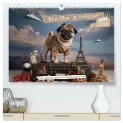 Cover Eine Mopsige Weltreise (hochwertiger Premium Wandkalender 2026 DIN A2 quer), Kunstdruck in Hochglanz
