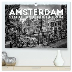 Cover AMSTERDAM Stadtherz in Monochrom (hochwertiger Premium Wandkalender 2026 DIN A2 quer), Kunstdruck in Hochglanz