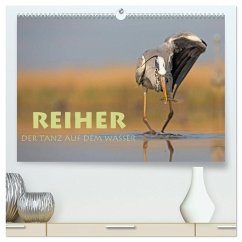 Reiher - Der Tanz auf dem Wasser (hochwertiger Premium Wandkalender 2026 DIN A2 quer), Kunstdruck in Hochglanz