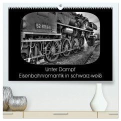 Cover Unter Dampf - Eisenbahnromantik in schwarz-weiß (hochwertiger Premium Wandkalender 2026 DIN A2 quer), Kunstdruck in Hochglanz