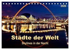 Cover Städte der Welt - Skylines in der Nacht (Tischkalender 2026 DIN A5 quer), CALVENDO Monatskalender