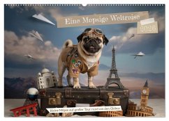 Cover Eine Mopsige Weltreise (Wandkalender 2026 DIN A2 quer), CALVENDO Monatskalender