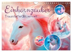 EINHORNZAUBER Traumhafte Glitzerwelt (Wandkalender 2026 DIN A4 quer), CALVENDO Monatskalender