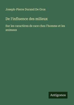 Cover De l'influence des milieux