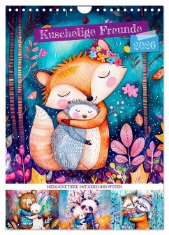 Cover Kuschelige Freunde - Niedliche Tiere mit Herz und Pfoten (Wandkalender 2026 DIN A4 hoch), CALVENDO Monatskalender