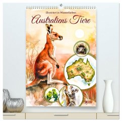Cover Australiens Tiere - Illustriert in Wasserfarben (hochwertiger Premium Wandkalender 2026 DIN A2 hoch), Kunstdruck in Hochglanz