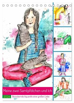 Meine zwei Samtpfötchen und Ich - Bezaubernde Aquarelle einer große Liebe (Tischkalender 2026 DIN A5 hoch), CALVENDO Monatskalender