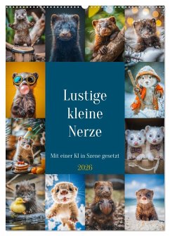 Cover Lustige kleine Nerze (Wandkalender 2026 DIN A2 hoch), CALVENDO Monatskalender
