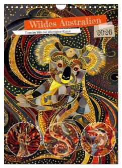 Cover Wildes Australien - Tiere im Stile der Aborigine-Kunst (Wandkalender 2026 DIN A4 hoch), CALVENDO Monatskalender