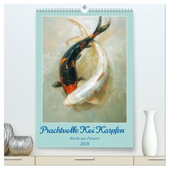 Prachtvolle Koi Karpfen Zierde aus Fernost (hochwertiger Premium Wandkalender 2026 DIN A2 hoch), Kunstdruck in Hochglanz