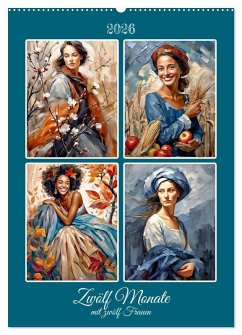 Zwölf Monate mit zwölf Frauen (Wandkalender 2026 DIN A2 hoch), CALVENDO Monatskalender
