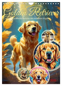 Cover Golden Retriever. Kunstvolle Porträts des beliebten Hundes (Wandkalender 2026 DIN A4 hoch), CALVENDO Monatskalender
