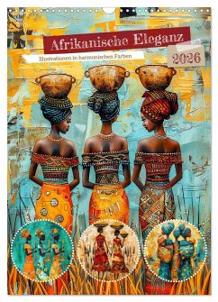 Cover Afrikanische Eleganz - Illustrationen in harmonischen Farben (Wandkalender 2026 DIN A3 hoch), CALVENDO Monatskalender