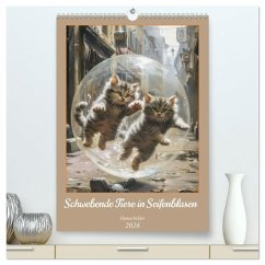 Schwebende Tiere in Seifenblasen - Humorbilder (hochwertiger Premium Wandkalender 2026 DIN A2 hoch), Kunstdruck in Hochglanz