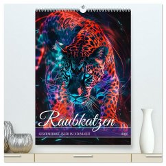 Cover Raubkatzen - Geschmeidige Jäger im Neonlicht (hochwertiger Premium Wandkalender 2026 DIN A2 hoch), Kunstdruck in Hochglanz