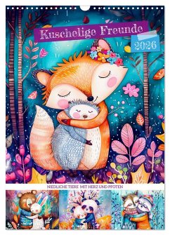 Cover Kuschelige Freunde - Niedliche Tiere mit Herz und Pfoten (Wandkalender 2026 DIN A3 hoch), CALVENDO Monatskalender