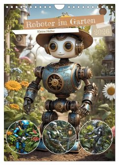 Cover Roboter im Garten - Kleine Helfer (Wandkalender 2026 DIN A4 hoch), CALVENDO Monatskalender