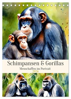 Cover Schimpansen & Gorillas (Tischkalender 2026 DIN A5 hoch), CALVENDO Monatskalender