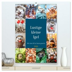 Lustige kleine Igel (hochwertiger Premium Wandkalender 2026 DIN A2 hoch), Kunstdruck in Hochglanz