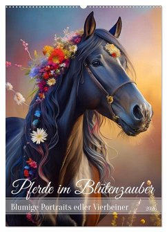 Cover Pferde im Blütenzauber - Blumige Portraits edler Vierbeiner (Wandkalender 2026 DIN A2 hoch), CALVENDO Monatskalender
