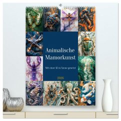 Cover Animalische Mamorkunst (hochwertiger Premium Wandkalender 2026 DIN A2 hoch), Kunstdruck in Hochglanz