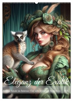 Cover Eleganz der Exotik - Femme Fatale im Bohème-Chic mit tierischen Begleitern (Wandkalender 2026 DIN A2 hoch), CALVENDO Monatskalender