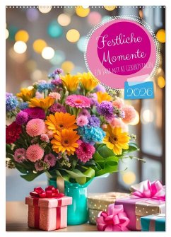 Cover Festliche Momente - Ein Jahr mit KI Geburtstagen (Wandkalender 2026 DIN A2 hoch), CALVENDO Monatskalender