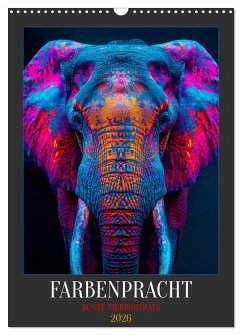 Cover Farbenpracht - Bunte Tierporträts (Wandkalender 2026 DIN A3 hoch), CALVENDO Monatskalender
