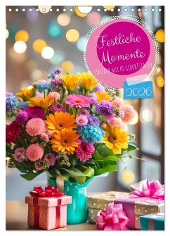 Cover Festliche Momente - Ein Jahr mit KI Geburtstagen (Wandkalender 2026 DIN A4 hoch), CALVENDO Monatskalender