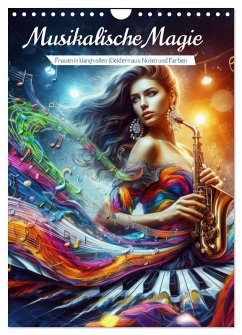 Cover Musikalische Magie - Frauen in klangvollen Kleidern aus Noten und Farbe (Wandkalender 2026 DIN A4 hoch), CALVENDO Monatskalender