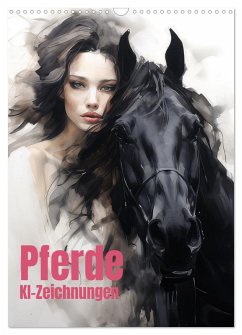Pferde - KI-Zeichnungen (Wandkalender 2026 DIN A3 hoch), CALVENDO Monatskalender
