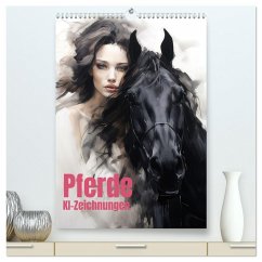 Cover Pferde - KI-Zeichnungen (hochwertiger Premium Wandkalender 2026 DIN A2 hoch), Kunstdruck in Hochglanz