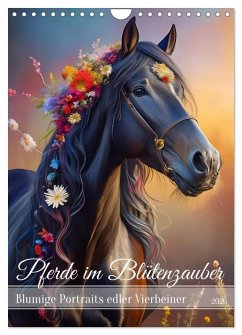 Cover Pferde im Blütenzauber - Blumige Portraits edler Vierbeiner (Wandkalender 2026 DIN A4 hoch), CALVENDO Monatskalender