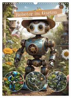 Cover Roboter im Garten - Kleine Helfer (Wandkalender 2026 DIN A3 hoch), CALVENDO Monatskalender