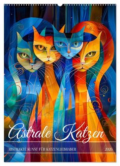 Cover Astrale Katzen - Abstrakte Kunst für Katzenliebhaber (Wandkalender 2026 DIN A2 hoch), CALVENDO Monatskalender