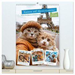Cover Katzen auf Abenteuerreise - Globetrotter-Katzen entdecke ferne Kulturen (hochwertiger Premium Wandkalender 2026 DIN A2 hoch), Kunstdruck in Hochglanz