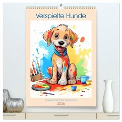 Verspielte Hunde (hochwertiger Premium Wandkalender 2026 DIN A2 hoch), Kunstdruck in Hochglanz Verspielte Hunde (hochwertiger Premium Wandkalender 2026 DIN A2 hoch), Kunstdruck in Hochglanz