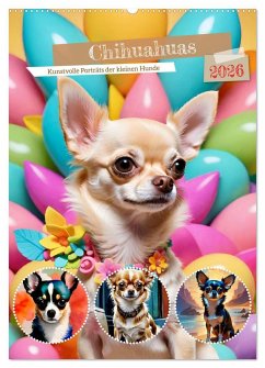 Cover Chihuahuas. Kunstvolle Porträts der kleinen Hunde (Wandkalender 2026 DIN A2 hoch), CALVENDO Monatskalender