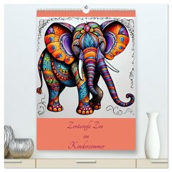 Zentangle Zoo im Kinderzimmer (hochwertiger Premium Wandkalender 2026 DIN A2 hoch), Kunstdruck in Hochglanz