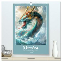 Drachen - Im Fantasieland gesichtet (hochwertiger Premium Wandkalender 2026 DIN A2 hoch), Kunstdruck in Hochglanz