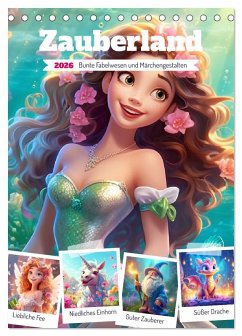 Zauberland. Bunte Fabelwesen und Märchengestalten (Tischkalender 2026 DIN A5 hoch), CALVENDO Monatskalender