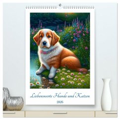 Cover Liebenswerte Hunde und Katzen (hochwertiger Premium Wandkalender 2026 DIN A2 hoch), Kunstdruck in Hochglanz